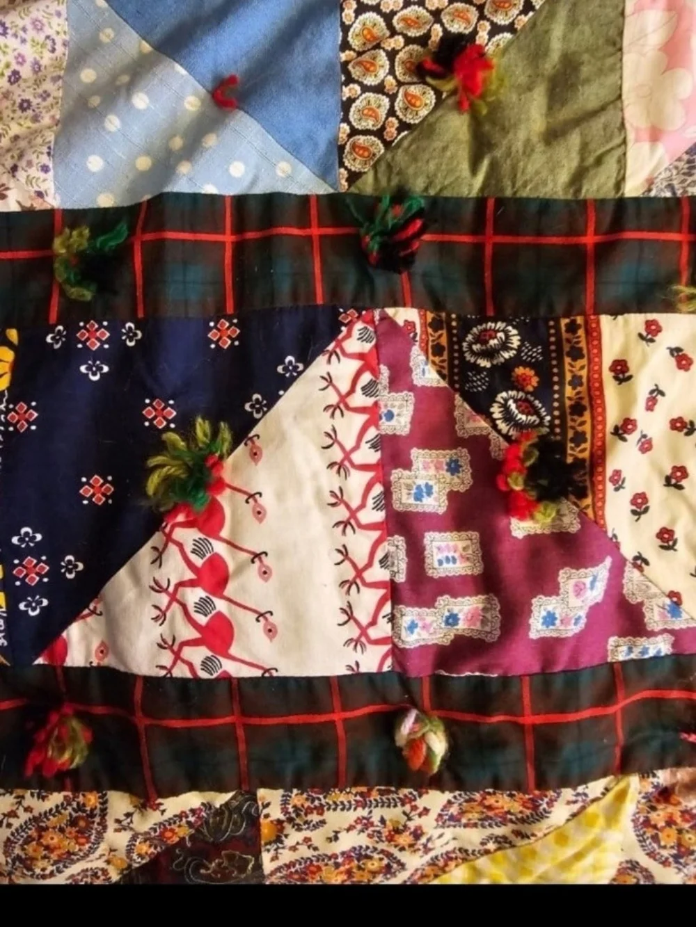 Vintage Handmade Crazy Quilt, Measures 72